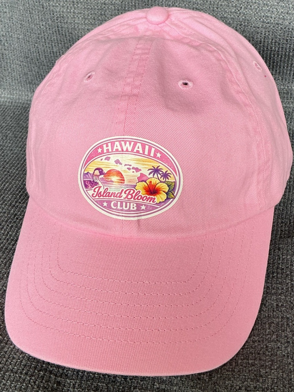 KC Brands Pink “Hawaii Island Bloom Club” Hat – Tropical Sunset Graphic - NWOT